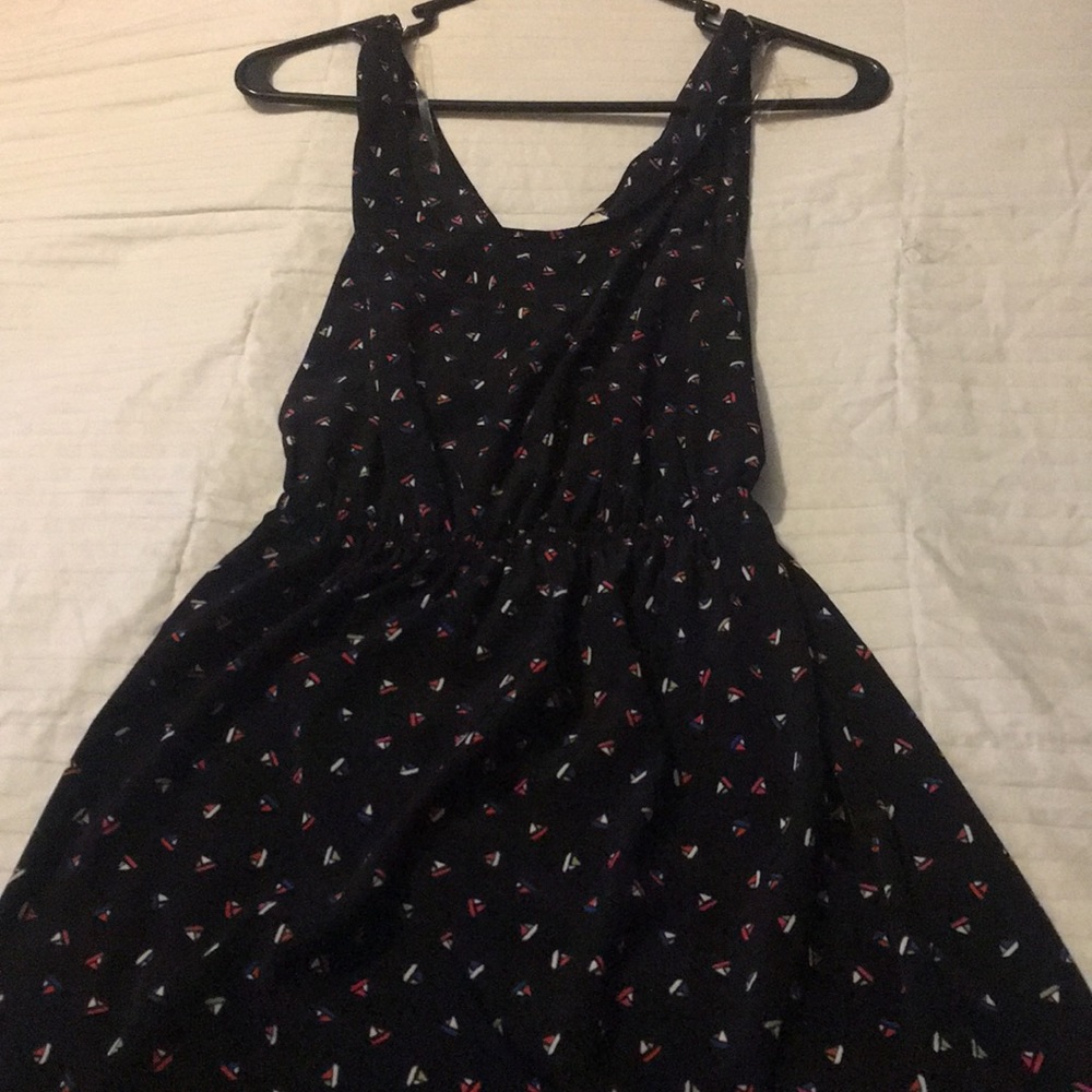 Black sailboat open-back dress